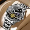 Wristwatches Binbang's New Series of Multifunctional Quartz Watches Are Versatile and Trendy with Six Pin Timing for Casual Trendy Men in Tungsten Steel Color