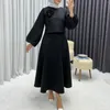 Vêtements ethniques Ramadan élégant 2 pièces ensemble femmes lanterne manches fleur culture haut taille haute jupe jupe costume 2024 printemps dame abaya turquie