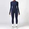 Rib Yoga Jumpsuits Womens Tracksuit Yoga Set Workout Long Sleeve Zipper Sportswear Gym Set Workout Clothes for Women240325