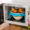 Kitchen Storage Folding Microwave Tray Multifunction Oven Shelf Accessory Steaming Dish Heating Food Splatter Handles