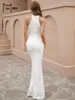 Городские сексуальные платья Missord Белое платье с блестками для свадебной вечеринки Элегантное женское платье с лямкой на шее без рукавов с кисточками и бисером Bodycon Пром Вечернее длинное платье yq240330