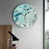Horloges murales Texture de marbre vert silencieux décoration de salon horloge ronde maison chambre cuisine décor