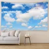 Tapisseries personnalisables couverture rideau chambre salon décoration bleu ciel blanc nuage prairie tenture murale tapisserie Art