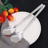 Spoons 3/1PCS Stainless Steel Long Handle Soup Tea Coffee Scoops Round Head Serving Dessert Teaspoons Kitchen Cutlery Tableware