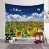 Tapisseries solrosvägg hängande tapestry 3d blommönster hd landskap konst mattan filt yogamat matta gobelin dekorativ heminredning