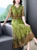 Sukienki imprezowe letni haft naturalny jedwabny siatka kwiatowy seksowna sukienka midi 2024 Spring Korea Fashion Beach Women Luksusowa elegancka szata