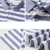 Polos masculinos verão turn-down colarinho pulôver listrado carta bordado botão sólido camiseta casual moda manga curta vintage topos