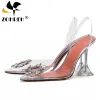 Transparenta PVC Sandaler Kvinnor pekade Clear Crystal Cup High Heel Stilettos Sexiga pumpar Summerskor Peep Toe Kvinnor Pumpar Storlek 43 FH5U54U56IU