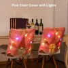 Sandalye kapakları ışıklı yüzü olmayan ciğeri sandalyeler koruyucusu Noel ziyafet mutfak yemek odası dekor için renkli pembe ile yumuşak