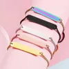 Chain 10 pieces/batch 6x35mm engraved stainless steel mirror polished oval rectangular blank bracelet with adjustable slider chain bracelet Q240401