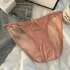 Bragas de mujer, calzoncillos lisos, vendaje transpirable, bragas de cintura baja de satén elástico, ropa interior de mujer, malla ajustable de estilo coreano