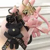 Keychains Lanyards Cute Bear Key Chain Resin Bow Bell Rabbit Keychain Weaving Fashion Doll Bag Pendant Holiday Car Ring for Girls Gift J240330