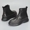 Chaussures décontractées Style européen et américain en cuir de vache pour hommes, tendance, respirantes, simples, semelle épaisse, montantes