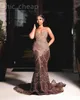 ASO EBI Brown Mermaid Prom Dress in perline Cristalli sequestrati Formale Partito Secondo ricevimento TH BILEANNO ABILITÀ A DUSTI DEGI