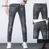 Jean Slim élastique pour hommes, pantalon en Denim d'affaires brodé d'abeille, Style classique, mode printemps 2024