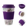 Tasses Tasse à café en fibre de bambou Gobelet avec couvercle Coffre réutilisable pour café Enfant Tasses de voyage Couvercles