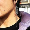 Dangle Earrings Punk Gothic Hanging For Women Retro Tassel Long Pentagram Moon Chain Earings Female Silver Color Jewelry Wholesale Gift