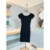 Vestidos casuais básicos mulheres vestido de moda marca preto e branco fl corpo elástico um shoder manga curta magro cabido mini gota entregar otnms