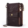 Casual Mens Wallet Coin Wallet RFID Antitheft Cash bag Leather Multi Functional Buckle Zipper Retro Mad Horse Cowhide Card Holder Wallet