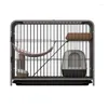 Cat Carriers Double Villa CageDouble DoorSafety Crash LockPull Out TrayPlatform/Climbing LadderIron CageCat Litter Climbing Frame