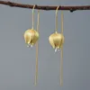 Lotus Fun amour éternel tulipe boucles d'oreilles pendantes réel 925 en argent Sterling fait à la main Bijoux fins pour les femmes Bijoux 240401