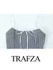 Sukienki swobodne Trafza Women Fashion Band Bow Ruffled krawędzie splicing Udekoruj mini sukienkę Kobieta w stylu rękawów bez rękawów