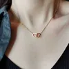 Pendentifs de collier Un simple collier pendentif double coeur adapté aux bijoux élégants pour les femmes fête de mariage amis bijoux cadeaux bohème pas cher bijouxL2404