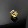 Designer High Version Van Diamond Blue Pearl V Gold Three Rows Ring 18K Rose Womens Style