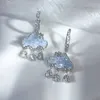 Orecchini a bottone 1 paio di simpatici orecchini a goccia di cristallo blu con nuvola di pioggia Estetica Kawaii zircone Fibbia per orecchio Regalo di gioielli per l'anno