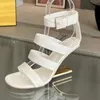 2024 Sommer neu kommen Frauen seltsame Ferse Sandalen offene Peep Toe hochwertiges echtes Leder Knöchel Schnalle Riemen sexy Stil Frauen Kleid Designer Sandalen