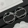 Designer Crystal Hoop Earring Dangler Charm Sterling Silver Earrings Women Letter Earrings With Gift Box