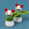 Decorative Flowers Handmade Crochet Small Monster Mini Pot Creative Fun Toy Table Decoration