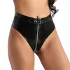 Damenhöschen, Damen-Lackleder, sexy Wet-Look-Dessous, hoch geschnitten, mit Reißverschluss, Unterwäsche, Slips, Latex, Bikini, Rave, Pole Dance, Clubwear