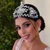 Haarspeldjes DZ098 Luxe Bruids Tiara Kroon Barokke Hoofddeksels Kristal Bruid Hoofdbanden Bloem Bruiloft Accessoires Pageant Prom Diadeem