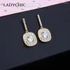 Boucles d'oreilles LADYCHIC luxe deux couches Zircon goutte S925 argent aiguille couleur or femme fête de mariage boucle d'oreille LE1334