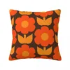 Pillow Jonnty Flowers Retro Floral Pattern In 70s Brown And Orange Throw Sofa Cover S Home Decor