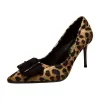 Pompes High Heels Chaussures Femmes Pumps Flock Leopard Black Imprimerie sexy Stilettos 9cm 6cm Chaussures de créateurs à talons plus grande taille