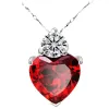 Pendant Necklaces Valentine Gift Necklace Ladies Red Garnet Heart Crystal Luxury Girl Jewelry Chain Drop Delivery Pendants Dhfud