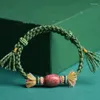 Bedelarmbanden Handgeweven String Meisjes Artistiek Roze Opaal Verf Snoep Armband Groen Ajustbale Maat Leuke Accessoires Dropship