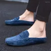 Casual Shoes Summer Mens Low Slip On Half For Men High Quality Leather Italian Designer Breathable Hollow Out Big Size 38-46