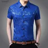 Hommes Plus Tees Polos 2021 Nouveaux hommes Mode Chemise en soie Été Floral Vêtements doux Mâle Casual Chemises à manches courtes YQ240401