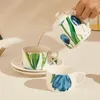 Ensembles de service à thé 1pot 2 tasses à thé, ensemble de soucoupes à fleurs rétro britanniques, théière avec tasses en porcelaine, décoration de bureau résistante à la chaleur