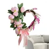 Couronne de fleurs décoratives en forme de cœur artificiel, imperméable, pour mariage, maison, à la mode, avec nœud papillon, pour jardin, porte d'entrée, balcon