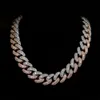 Hiphop Miami Cuban Link Chain S925 Srebrny mrożony 20 mm Dwa tony Busy w dół łańcucha kubańskiego Moissanite