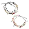 Charm Bracelets Natural Stone Beaded Bracelet Simple And Delicate Hollow Pendant Wristband Dual-Layer Handchain For Birthday Party