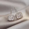 Dangle Earrings Huitan Simple Square Crystal Cubic Zirconia Drop Wedding Accessories For Women Silver Color/Gold Color Fashion Jewelry