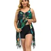 Swimsuit de taille plus femme 2024 Robe de plage en maille tankini élégante en deux pièces avec des maillots de bain boyaux de baignade de bain 240323