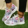 Shoes Fashion Sneakers for Women Flower Print LaceUp Casual Shoes Outdoor Breathable Running Footwear Lady Vulcanized Shoe Plus Size