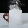 Wine Glasses Glass Coffee Cups Wood Handle Latte Small Tea Milk Mugs Kitchen Gadgets For Cappuccino Beer Espresso Juice