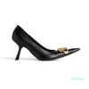 Dress Slingbacks Pump Designer Pointed Toe 8.5cm Flex Heels Women Shoes Slides on Golden Letter Buckle Front Luxury Gold Hardware Pumps